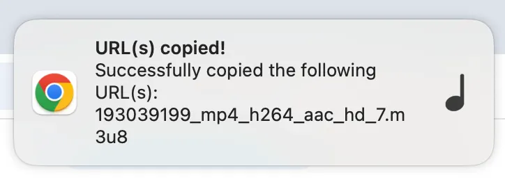 Copy m3u8 address